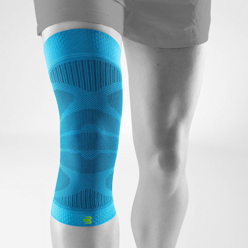 Front view of the Knee Sleeve on a stylized gray leg