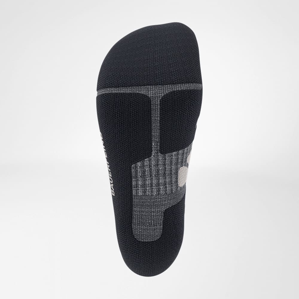 Product view from below - relief brine of the dark gray medium -length Merino - hiking socks