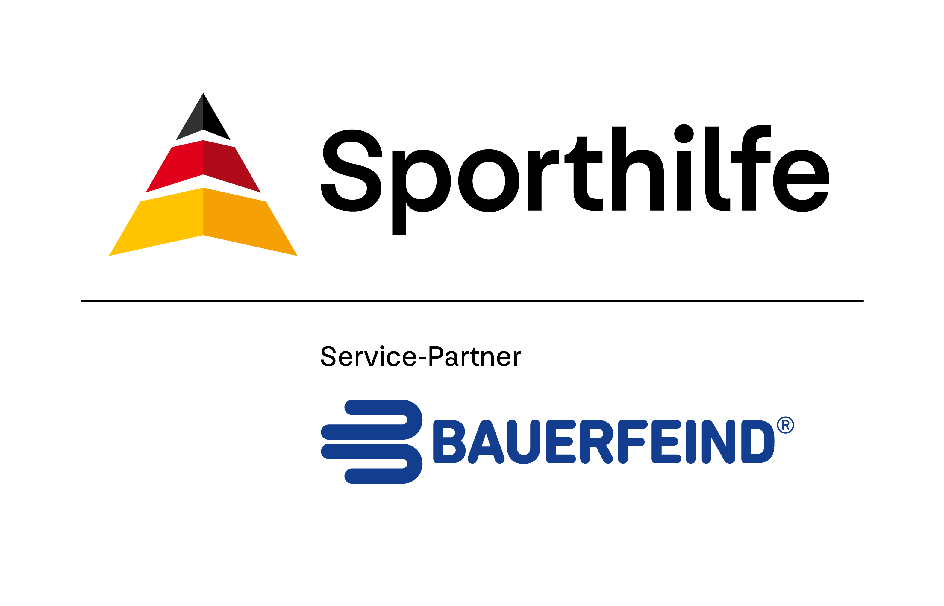 Vertical logo of the sports partnership between Bauerfeind and Deutsche Sporthilfe