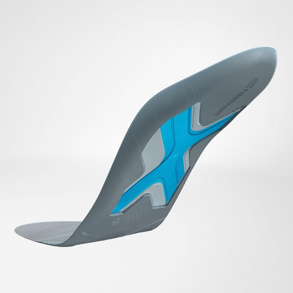 Back view of the insole for running shoes with blue Weightflex Kern