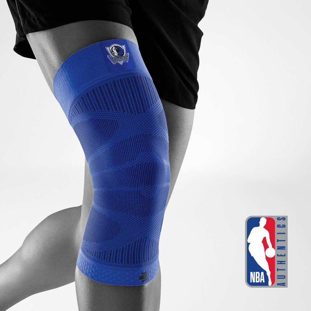 Complete view Knee Sleeve NBA Mavericks on the stylized gray body