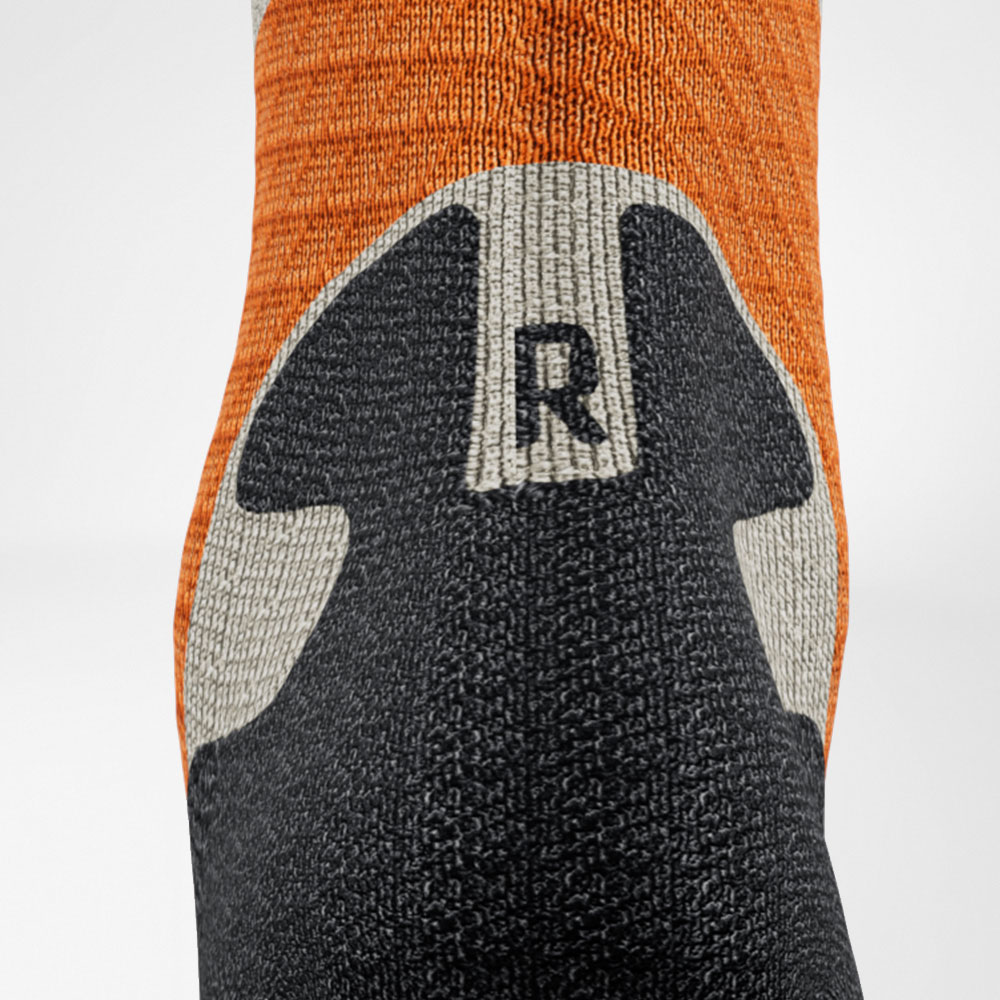 Detailed absorption Achilles Comfort Zone of the gray -orange medium -length trail run - running socks