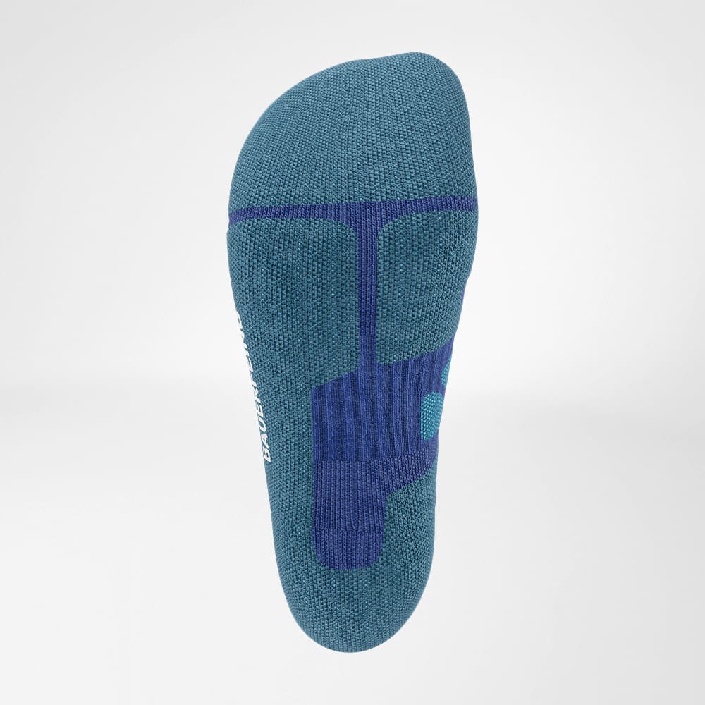 Product view from below - relief brine of the dark blue medium -length Merino - hiking socks