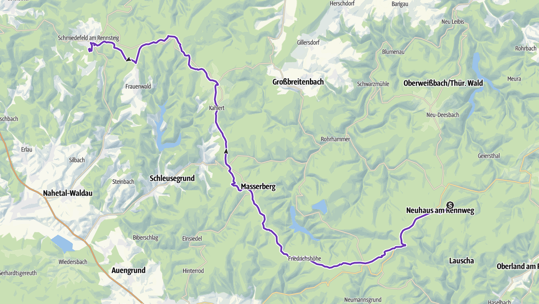 Sketch of the route of the Rennsteiglauf