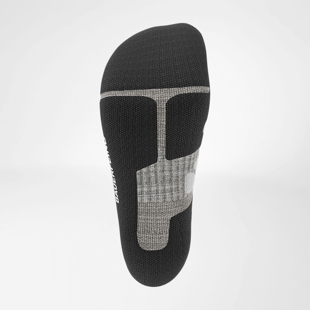 Product view from below - Relief Sole of the light gray medium -length Merino - hiking socks