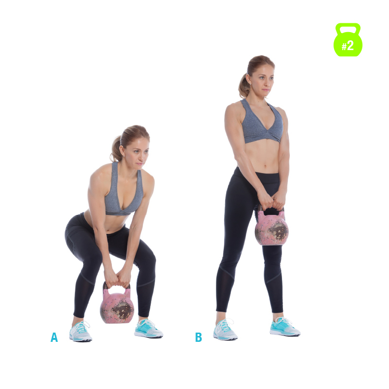 Woman while kettle with the kettlebell